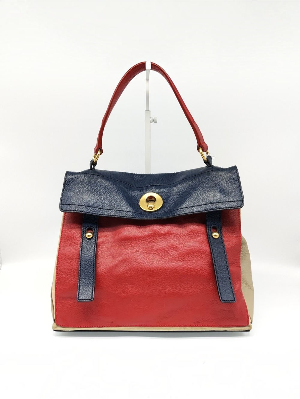 Yves Saint Laurent YSL Muse Two Colorblock Leather Satchel Top Handle Bag
